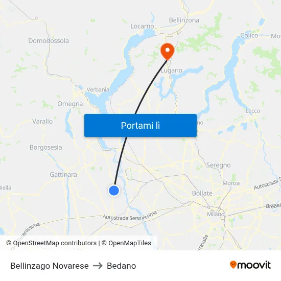 Bellinzago Novarese to Bedano map