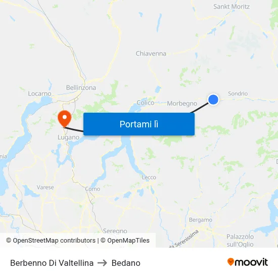 Berbenno Di Valtellina to Bedano map