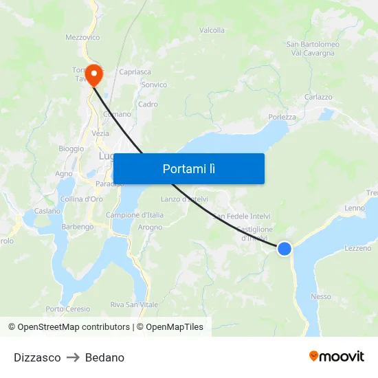 Dizzasco to Bedano map