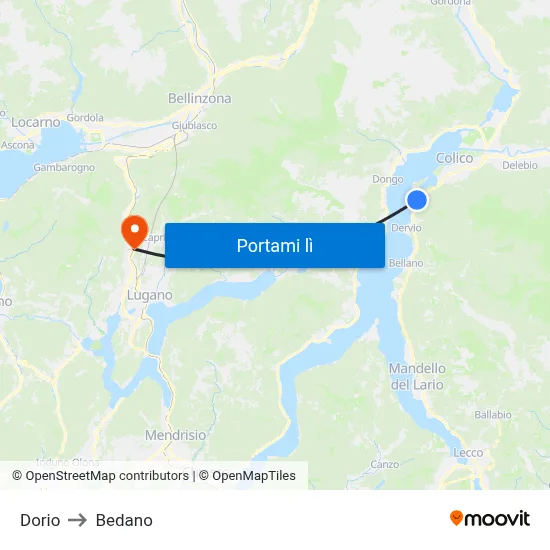 Dorio to Bedano map