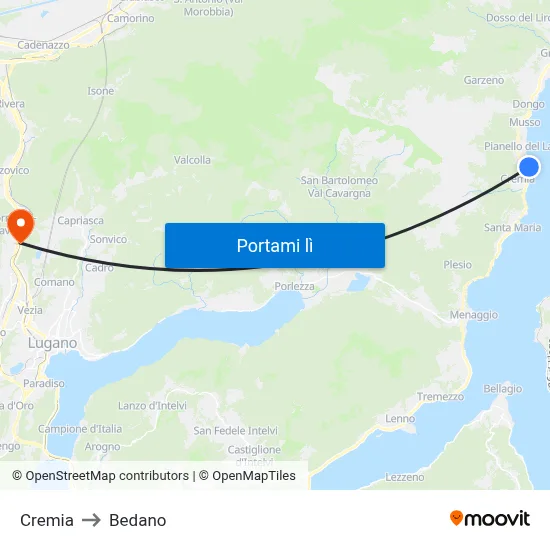 Cremia to Bedano map