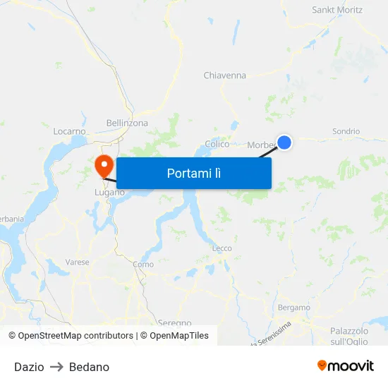 Dazio to Bedano map