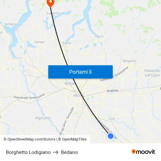 Borghetto Lodigiano to Bedano map