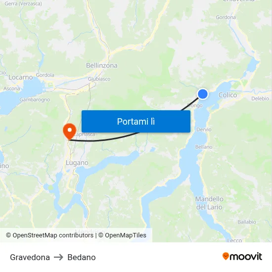 Gravedona to Bedano map