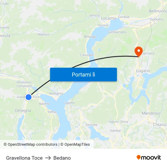 Gravellona Toce to Bedano map