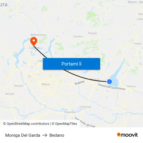 Moniga Del Garda to Bedano map