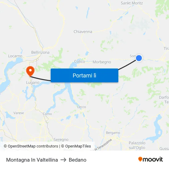 Montagna In Valtellina to Bedano map