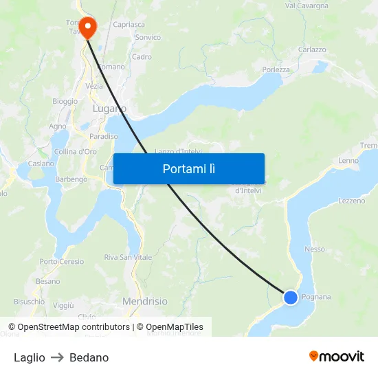 Laglio to Bedano map