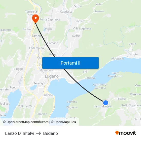 Lanzo D' Intelvi to Bedano map