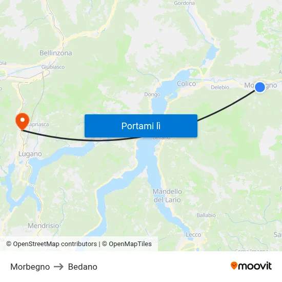 Morbegno to Bedano map