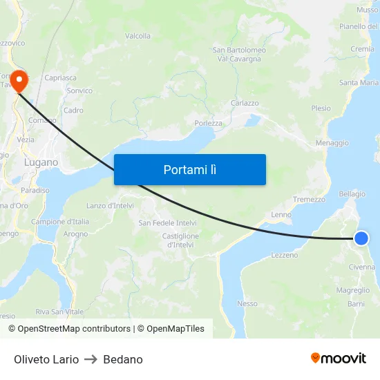 Oliveto Lario to Bedano map