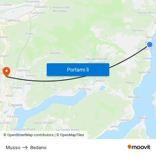 Musso to Bedano map