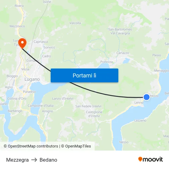 Mezzegra to Bedano map