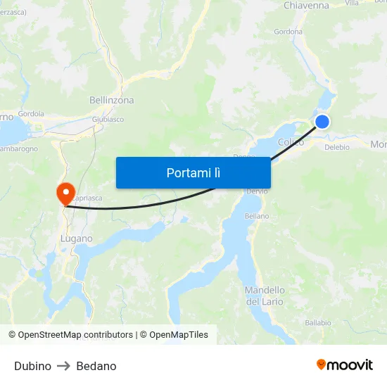 Dubino to Bedano map