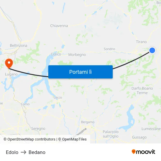 Edolo to Bedano map
