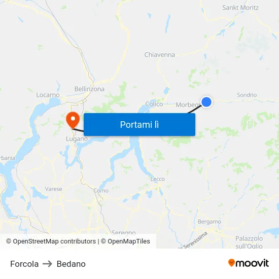 Forcola to Bedano map