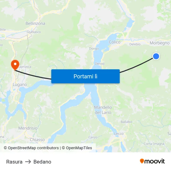 Rasura to Bedano map