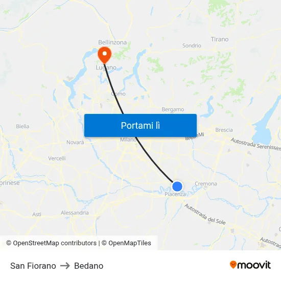 San Fiorano to Bedano map