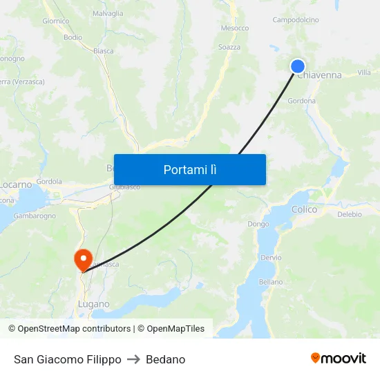 San Giacomo Filippo to Bedano map