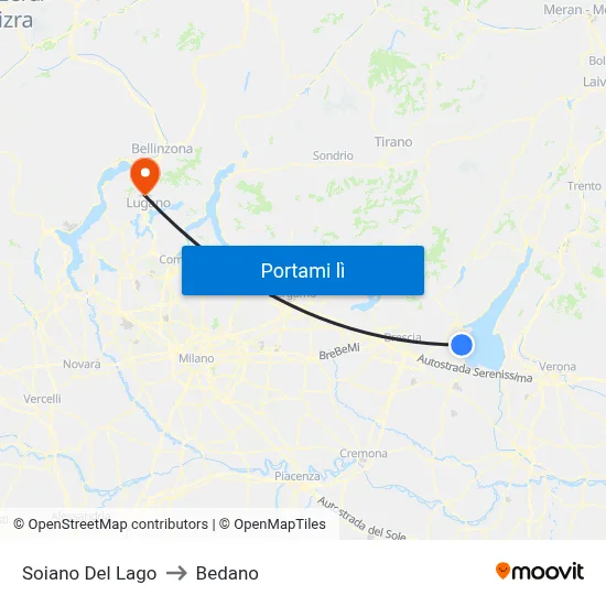 Soiano Del Lago to Bedano map