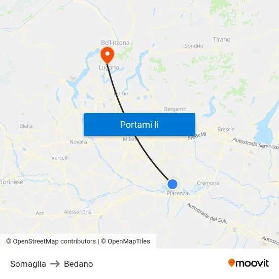 Somaglia to Bedano map