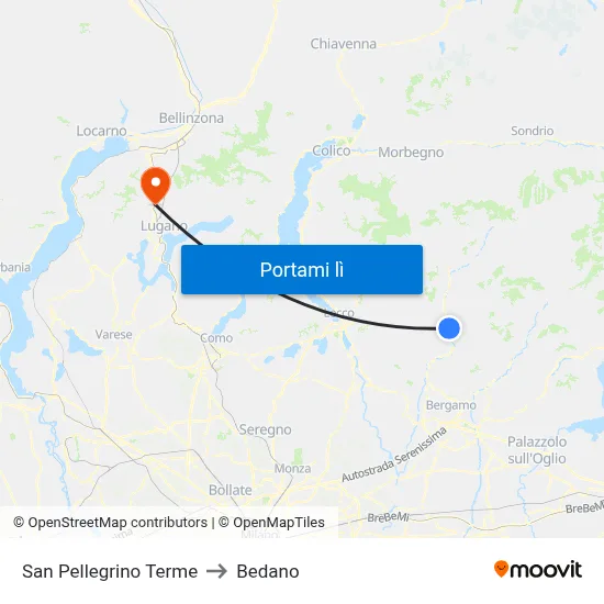 San Pellegrino Terme to Bedano map