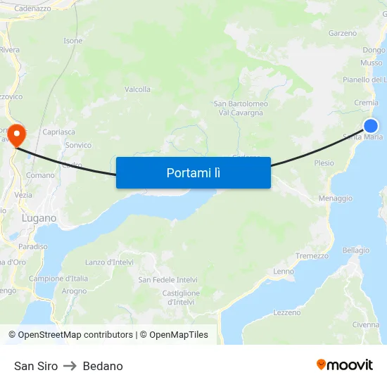 San Siro to Bedano map