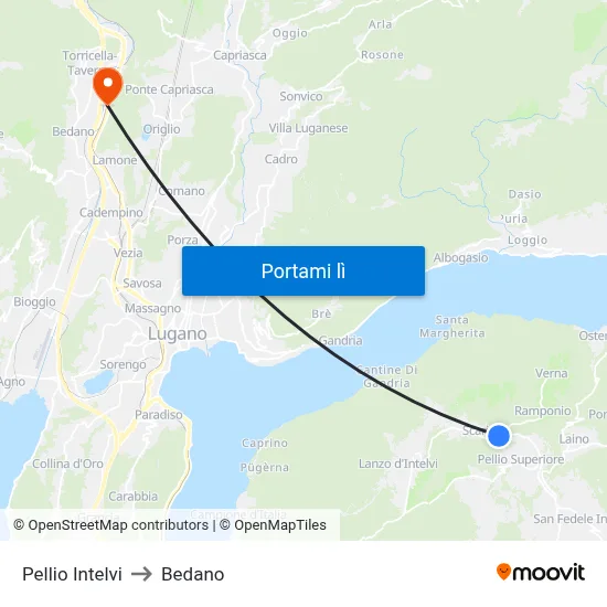 Pellio Intelvi to Bedano map