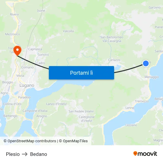Plesio to Bedano map