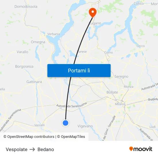 Vespolate to Bedano map