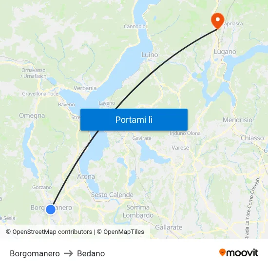 Borgomanero to Bedano map