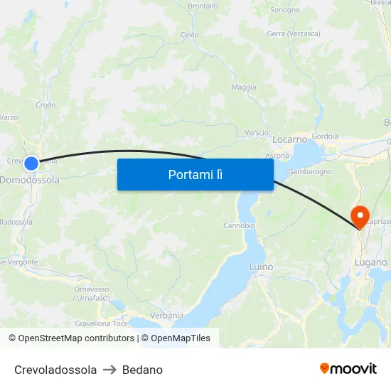 Crevoladossola to Bedano map