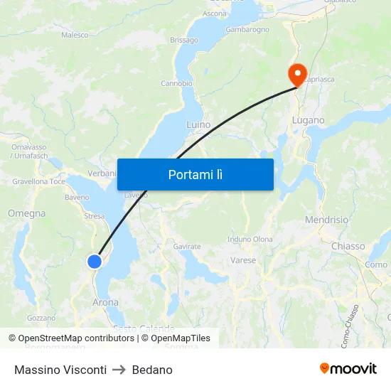 Massino Visconti to Bedano map