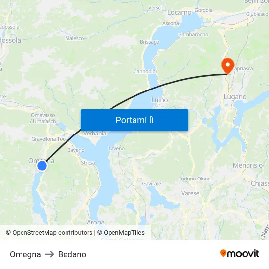 Omegna to Bedano map