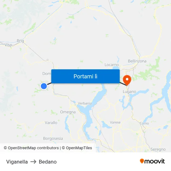 Viganella to Bedano map