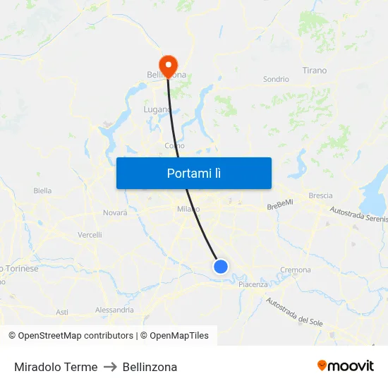 Miradolo Terme to Bellinzona map