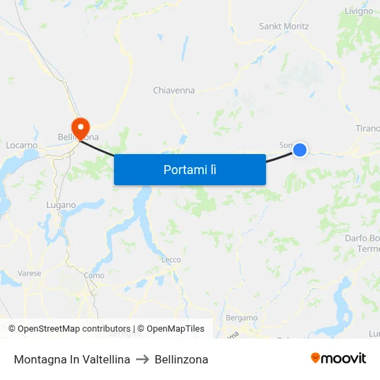 Montagna In Valtellina to Bellinzona map