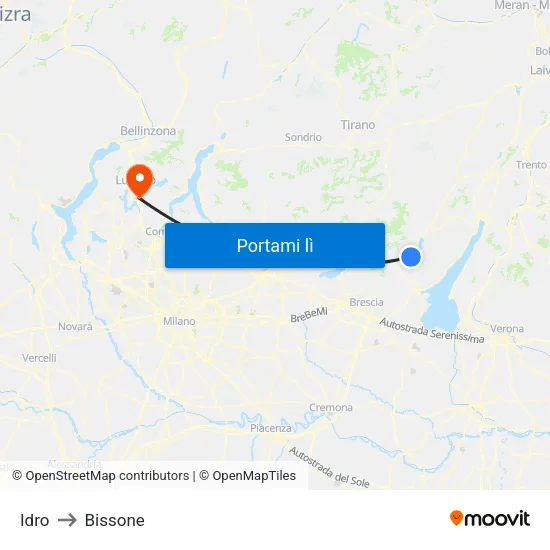 Idro to Bissone map