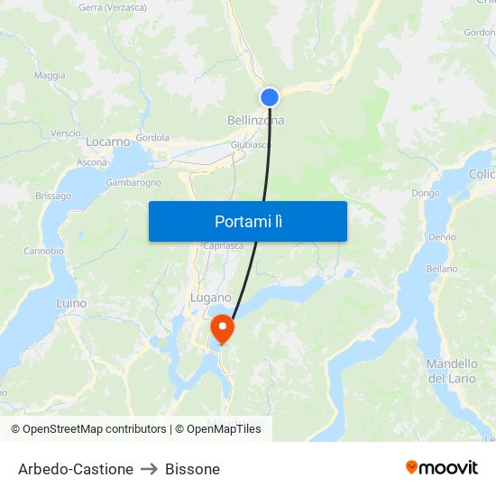 Arbedo-Castione to Bissone map