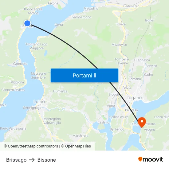 Brissago to Bissone map