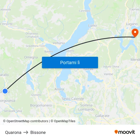 Quarona to Bissone map