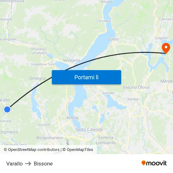 Varallo to Bissone map
