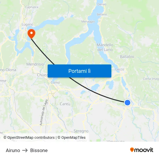 Airuno to Bissone map