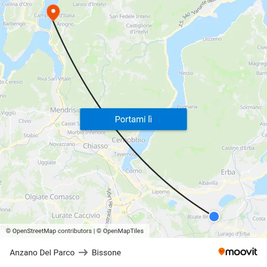 Anzano Del Parco to Bissone map
