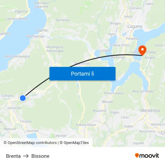 Brenta to Bissone map