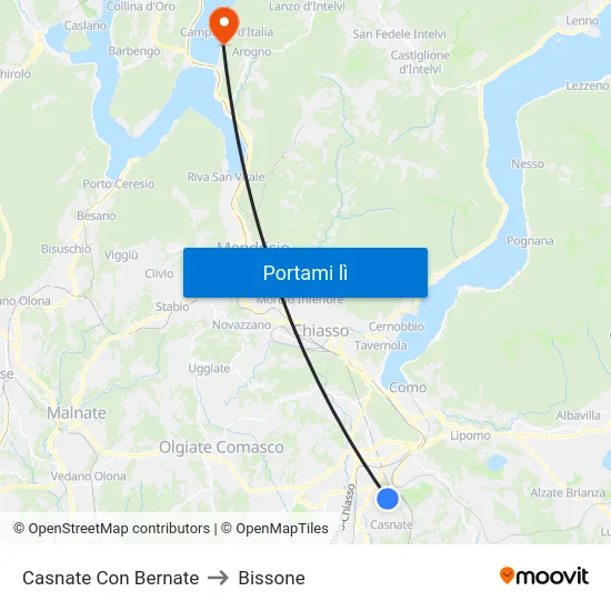 Casnate Con Bernate to Bissone map