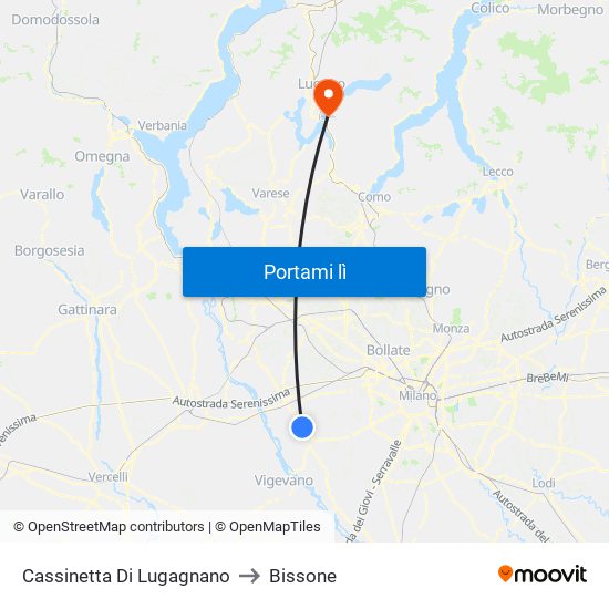 Cassinetta Di Lugagnano to Bissone map