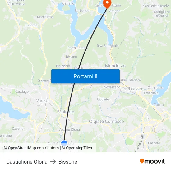 Castiglione Olona to Bissone map