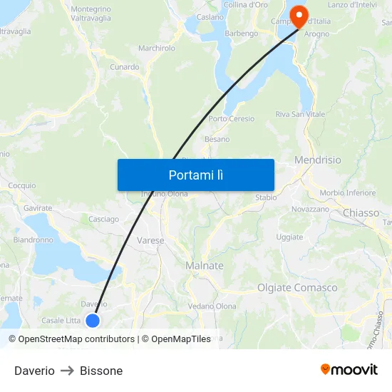 Daverio to Bissone map