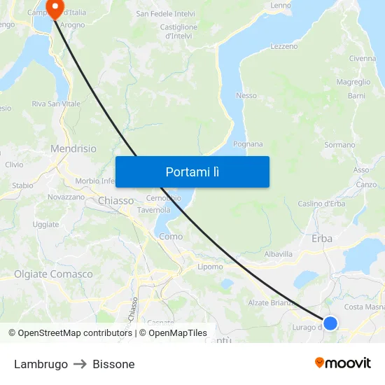 Lambrugo to Bissone map